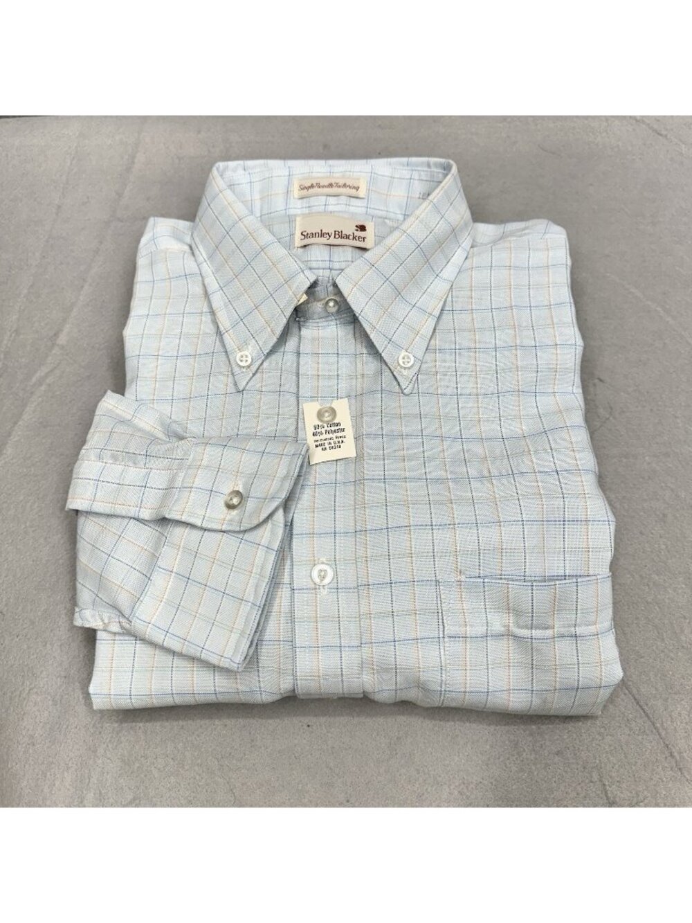 NWT Stanley Blacker Men 16.5 34 Dress Shirt USA Single Needle Jacquard Plaid